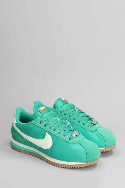 Nike Cortez Sneakers In Green Suede And Fabric