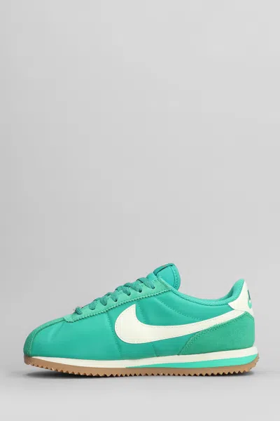 Nike Cortez Sneakers In Green Suede And Fabric