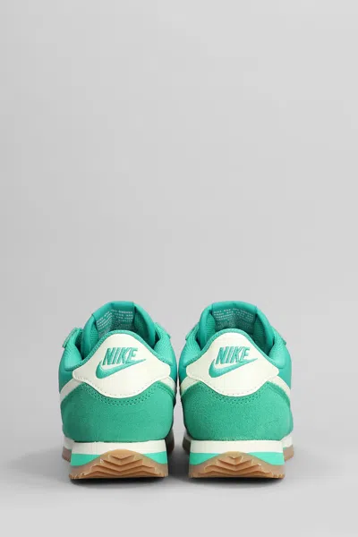 Nike Cortez Sneakers In Green Suede And Fabric