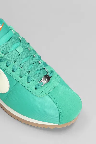 Nike Cortez Sneakers In Green Suede And Fabric