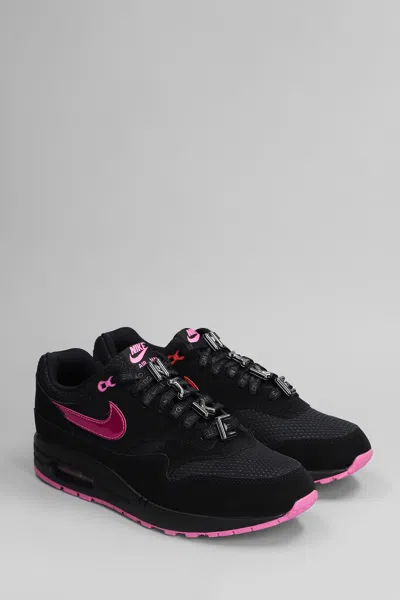 Nike Air Max 1 Prm Sneakers In Black Suede And Fabric