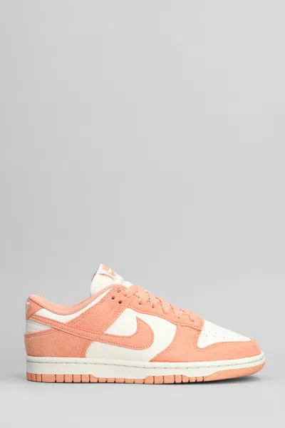 Nike Dunk Low Sneakers In Orange Suede And Leather