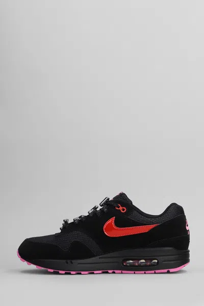 Nike Air Max 1 Prm Sneakers In Black Suede And Fabric