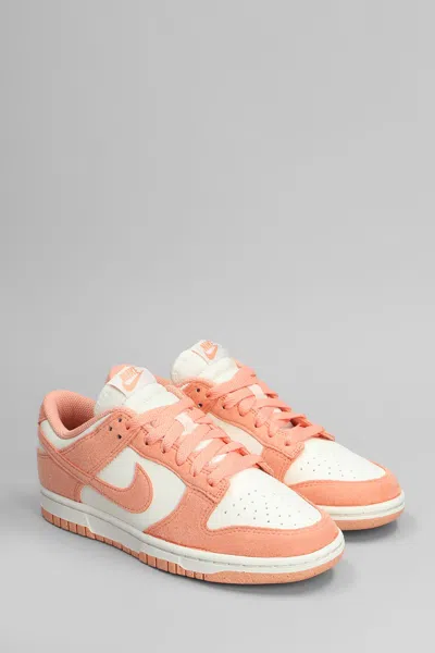 Nike Dunk Low Sneakers In Orange Suede And Leather