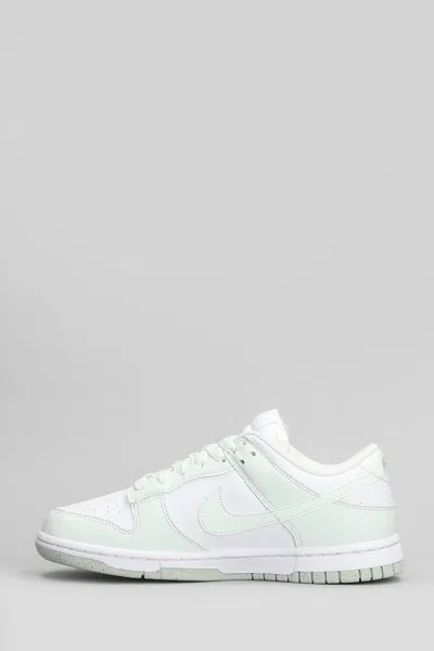 Nike Dunk Low Next Nature Sneakers In Green Leather In White