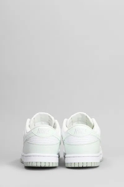 Nike Dunk Low Next Nature Sneakers In Green Leather In White