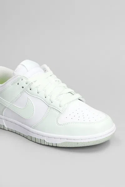 Nike Dunk Low Next Nature Sneakers In Green Leather In White