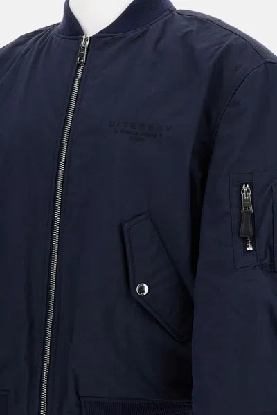 Givenchy Contemporary Cotton Blend Bomber Jacket In Blue