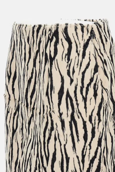 Rotate Birger Christensen Womens Egret Comb Printed Faux-fur Cotton-blend Mini Skirt In Multi