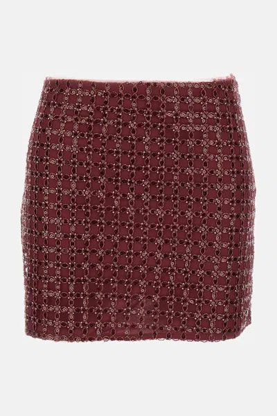 Rotate Birger Christensen Grid-pattern Sequin-embellished Mini Skirt