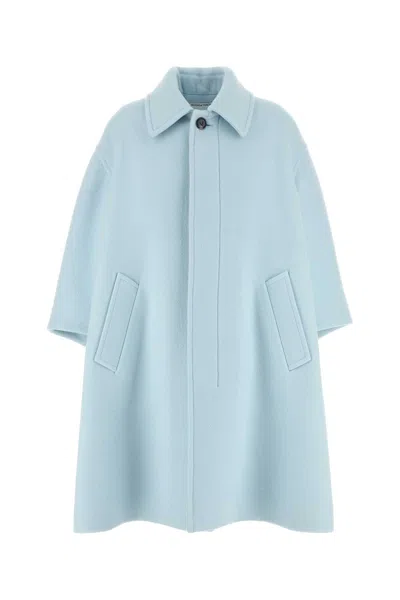 Bottega Veneta Light Blue Cashmere Coat In Blue