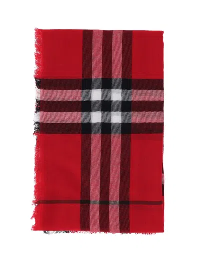Burberry 'check' Wool Scarf In Red