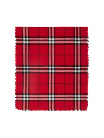 Burberry 'check' Wool Scarf In Red