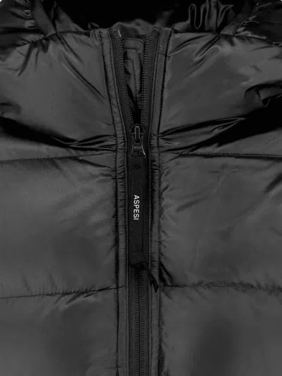 Aspesi Budd Puffer Jacket In Black Satin Fabric