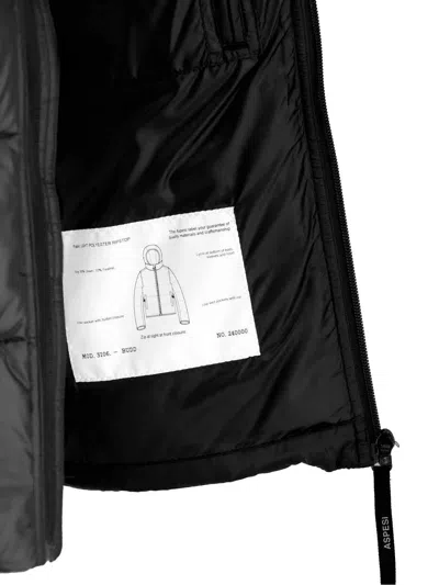Aspesi Budd Puffer Jacket In Black Satin Fabric