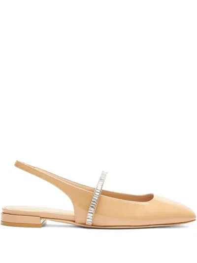 Stuart Weitzman Crystal-embellished Slingback Flats In Orange
