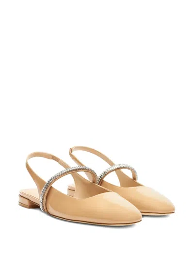 Stuart Weitzman Crystal-embellished Slingback Flats In Orange