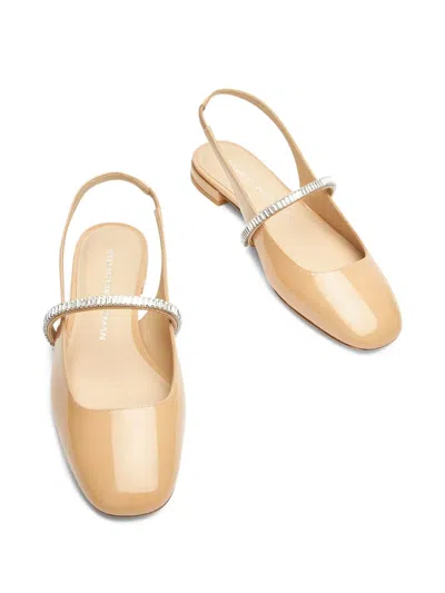 Stuart Weitzman Crystal-embellished Slingback Flats In Orange