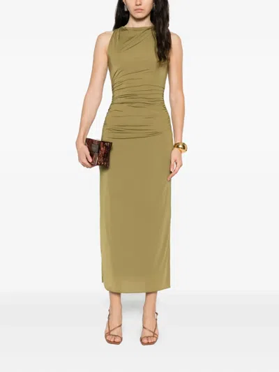 Sir Womens Olive Cascina Twisted-neckline Jersey Midi Dress Xs In Green