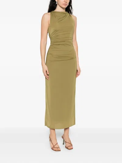 Sir Womens Olive Cascina Twisted-neckline Jersey Midi Dress Xs In Green