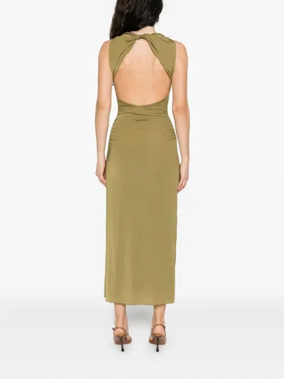 Sir Womens Olive Cascina Twisted-neckline Jersey Midi Dress Xs In Green