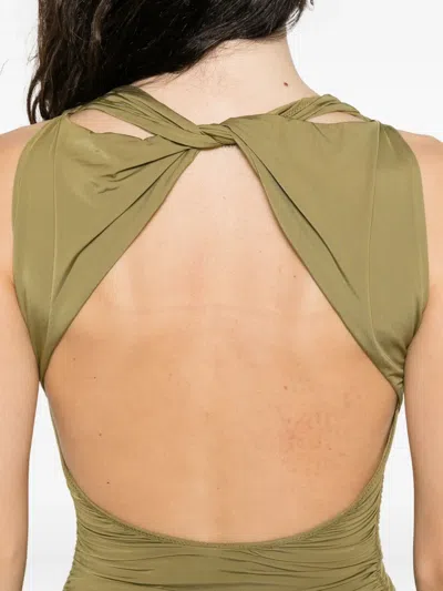 Sir Womens Olive Cascina Twisted-neckline Jersey Midi Dress Xs In Green
