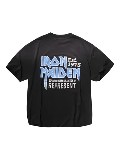 Represent Iron Maiden Logo-print T-shirt In Black