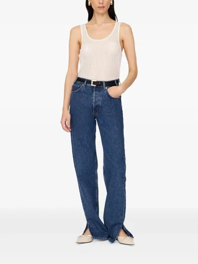 Anine Bing Eugene Ribbed Sleeveless Top In White