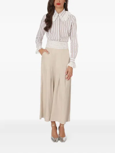 Lethicia Bronstein Lace-insert Pleated Trousers