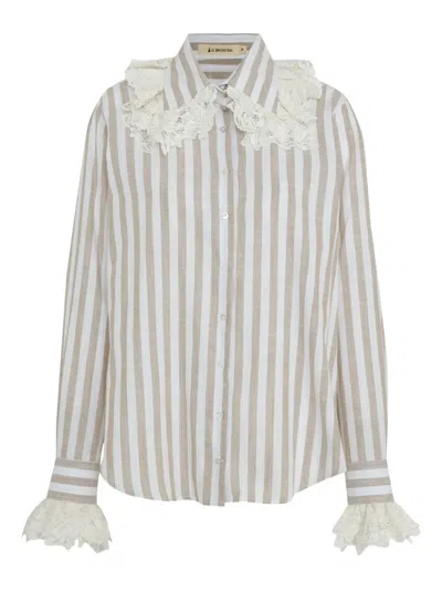 Lethicia Bronstein Striped Lace-trimmed Shirt