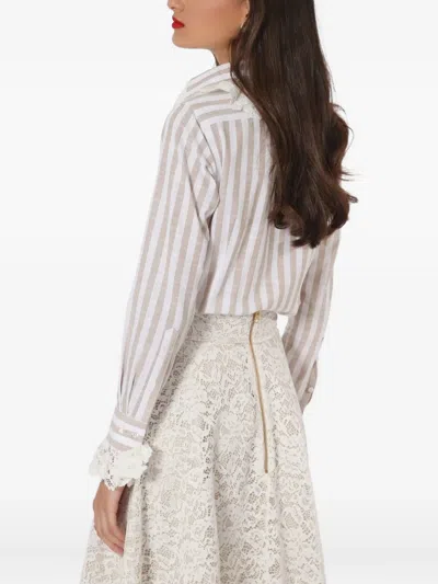 Lethicia Bronstein Striped Lace-trimmed Shirt