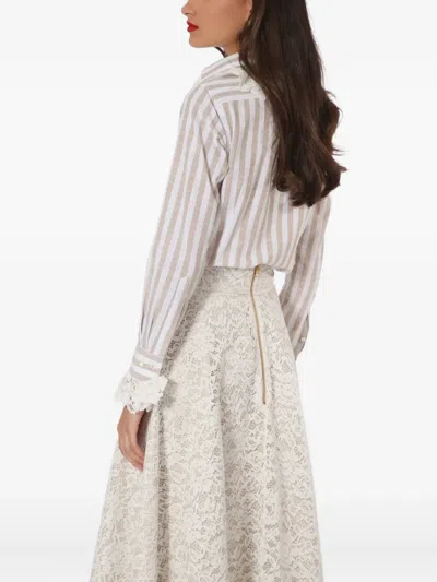 Lethicia Bronstein Striped Lace-trimmed Shirt