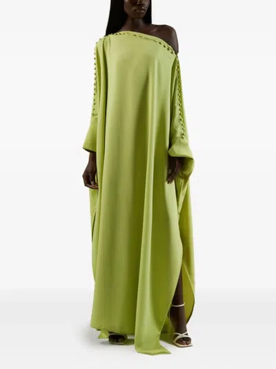 Taller Marmo One-shoulder Button-detail Kaftan In Green