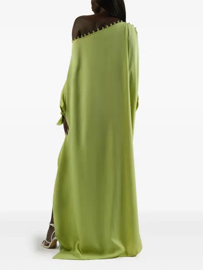 Taller Marmo One-shoulder Button-detail Kaftan In Green