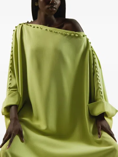 Taller Marmo One-shoulder Button-detail Kaftan In Green