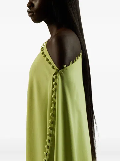 Taller Marmo One-shoulder Button-detail Kaftan In Green