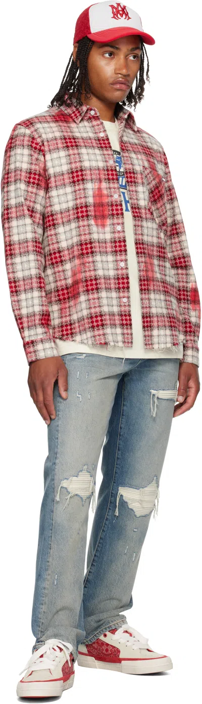 Amiri Mens Samba Regular-fit Check Cotton-flannel Shirt In Red