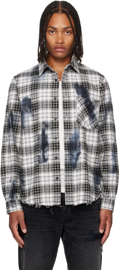 Amiri Ma Quad Bleach Splatter Flannel Button-up Shirt In Black