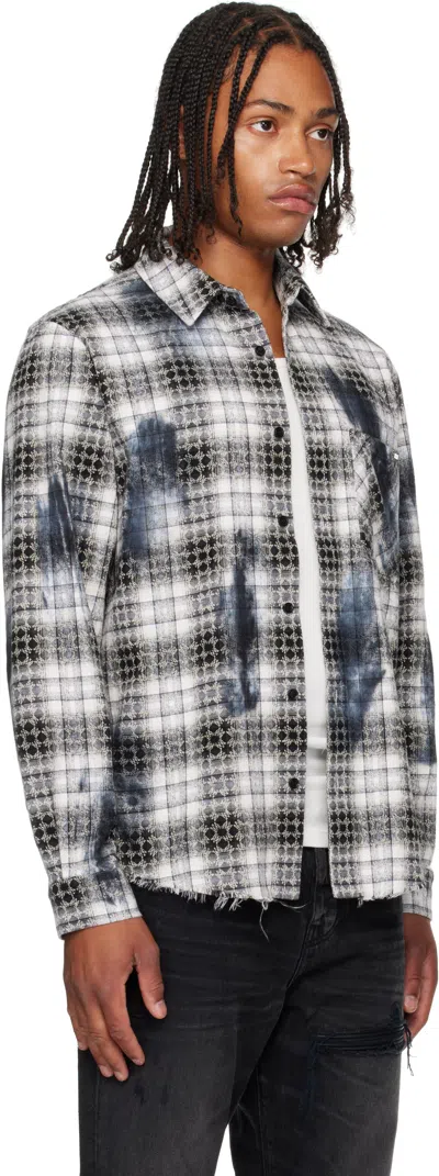 Amiri Ma Quad Bleach Splatter Flannel Button-up Shirt In Black