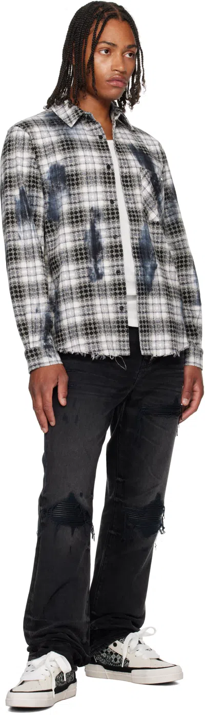 Amiri Ma Quad Bleach Splatter Flannel Button-up Shirt In Black