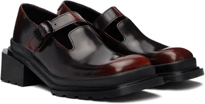 Dr. Martens' Black & Burgundy Maybole Square Toe Mary Jane Heels