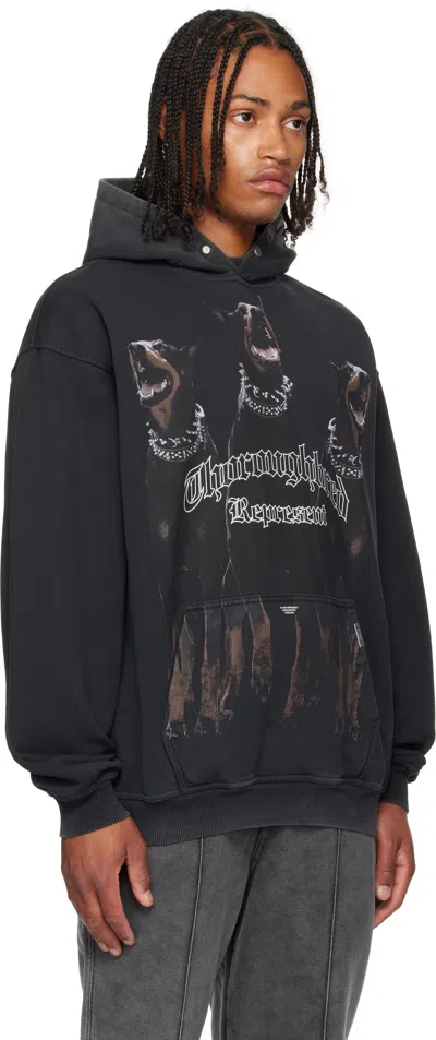 Represent Black Hoodie With Fixed Hood And Maxi Print On The Front In Cotton Man