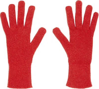 Baserange Red Ribbed Gloves