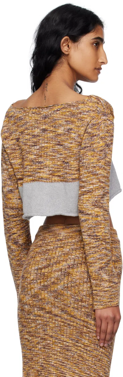Baserange Multicolor Waste Cropped Sweater In Brown