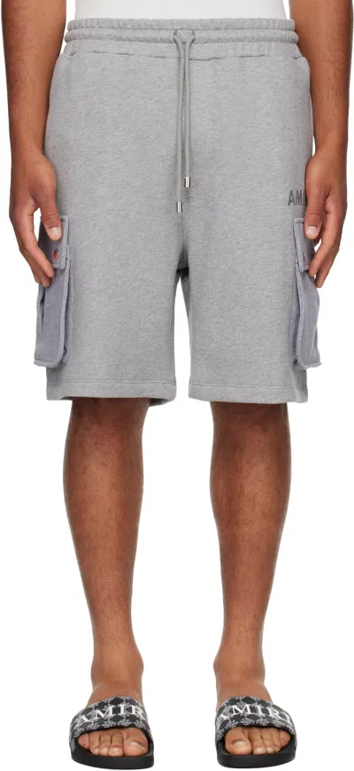 Amiri Gray Stencil Cargo Shorts In Gray