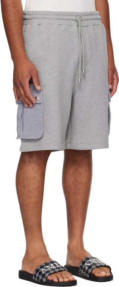 Amiri Gray Stencil Cargo Shorts In Gray