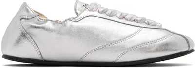 Repetto Silver Silk Tennis Sneakers