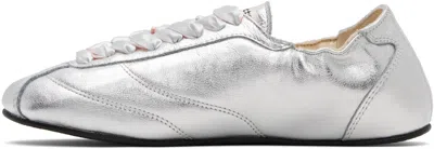 Repetto Silver Silk Tennis Sneakers