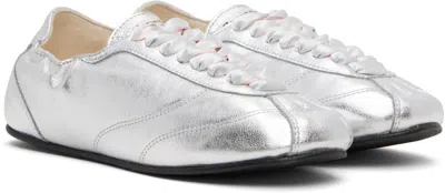 Repetto Silver Silk Tennis Sneakers