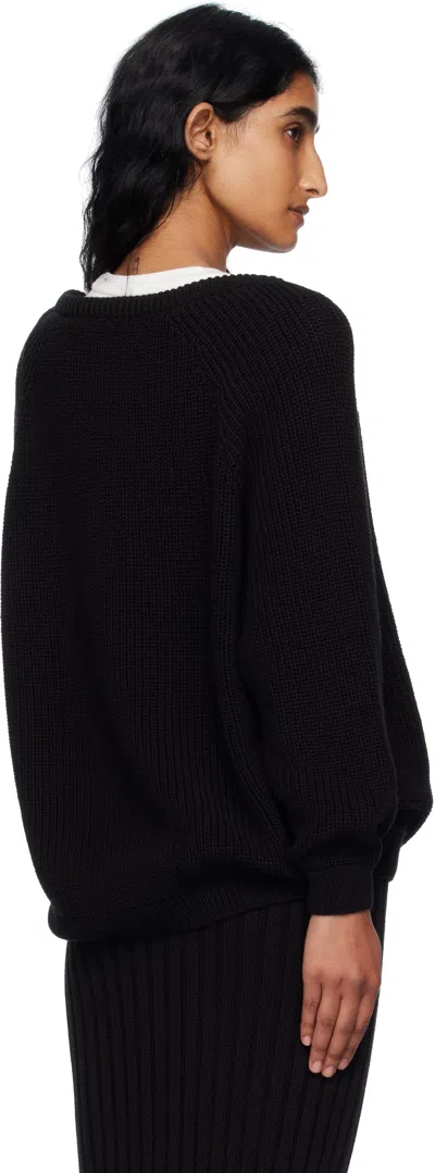 Baserange Black Danube V-neck Sweater In Black
